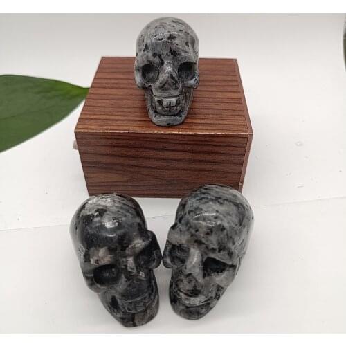1pc 2inch Natural Grey Nagaish Crystal Gabbro Quartz Carving Reiki Skull For Decoration