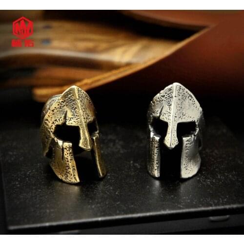 1PCS New Brass Ancient Greek Helmet Pendant Outdoor Vintage Skull Paracord Knife Bead EDC Tool Accessories