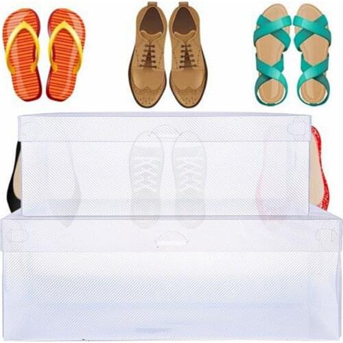 1pcs Transparent Shoes Storage Box Foldable Plastic Shoe Storage Case Holder Shoebox Dust-proof Shoes Organizer Boxe