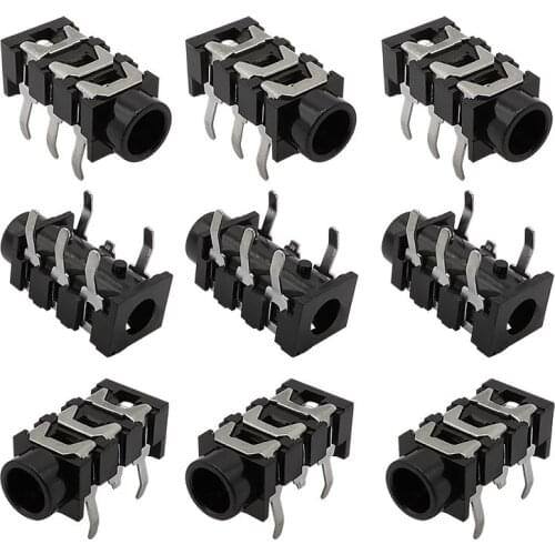 10Pcs PJ-313 3.5mm 5Pin Stereo Headphone Audio Socket PJ313 3.5mm Female Jack Earphone Audio Connector Black