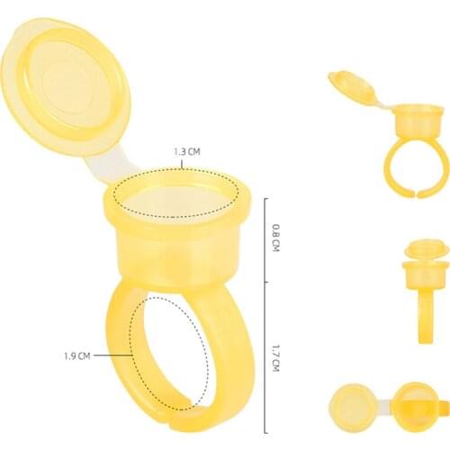 100/200pcs Eyelash Extension Glue Rings Cup Tattoo Ink Ring Cup With Lid Disposable Permanent Makeup Pigment Holder Container