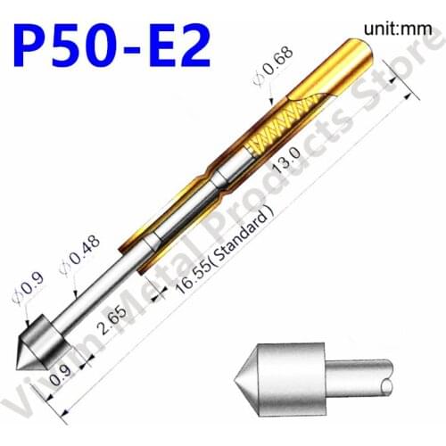 New Product Hot Sale P50-E2 Metal Test Probe 100 / Pack Copper Nickel Plated Electronic Spring Test Gyro Test Probe 2019
