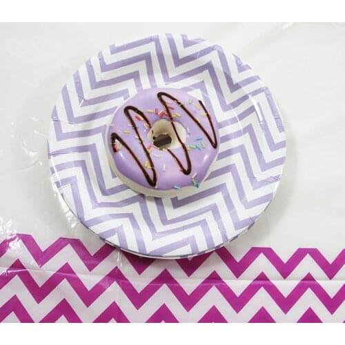 12pcs Wave Purple Pink Green Party Paper Plates Disposable Tableware Paper Plate Wedding birthday Holiday Party Decor