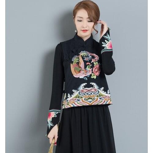 2021 embroidery qipao women vintage vests coats casual women cloths loose vests chinese style retro jacquard elegant lady vest