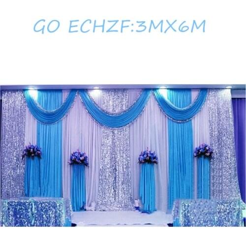 20 x10 feet sequined ice silk wedding background swag curtain party props satin drape curtainbackground decoration free shipping