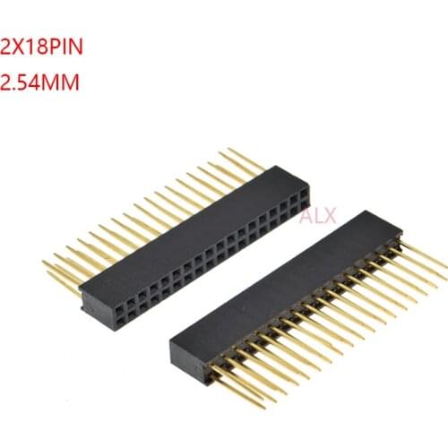 5PCS 2x18 PIN double Row Straight FEMALE PIN HEADER 2.54MM PITCH pin long 11MM Strip Connector Socket 2*18 36 PIN 2x18pin pc104