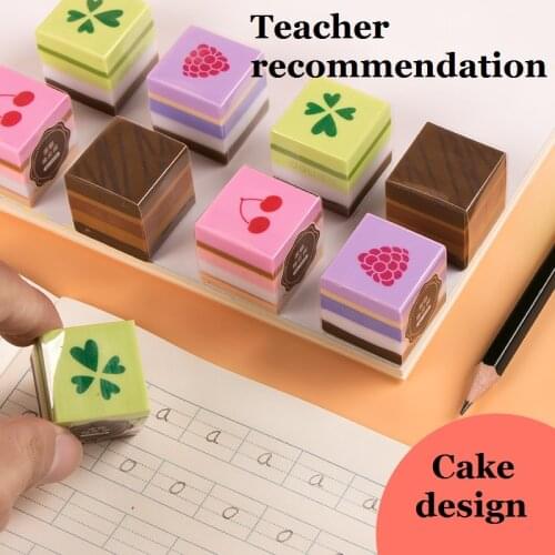 8Pcs Cake Shaped PVC Erasers Kids Students Test Homework Home study School Office Draw Design Cute Cartoon Rubber 4 Colors 71056