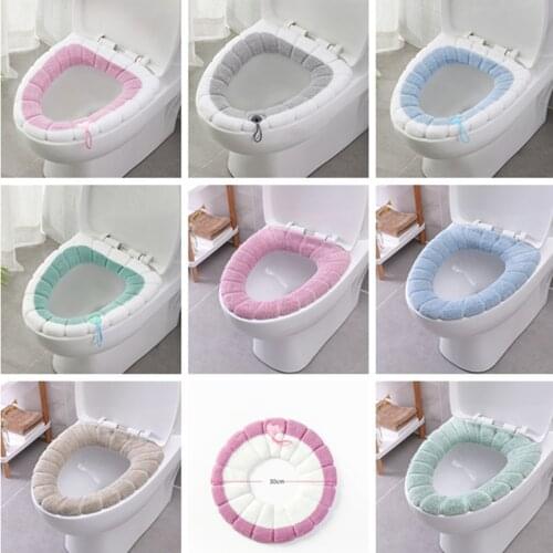 Warm Soft Washable Mat Home Decor Closestool Mat Seat Case Universal Plush Toilet Cover Cute Knitted Toilet Seat With Handle