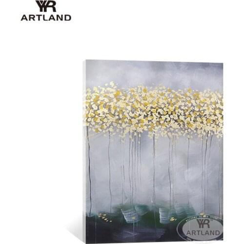 Home decoration quadro abstract wall art Handmade canvas oil painting gold trees beautiful landscape picture for living room