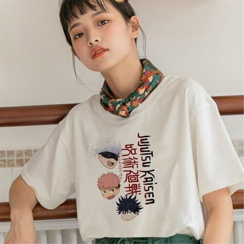 Jujutsu Kaisen Japanese Anime Women Tshirt Itadori Yuji Print O-Neck Tee Shirt Female Tees Tops Fashion Clothes Dropship