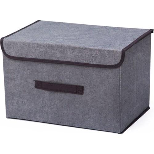 Cotton Liene Home Storage Box With Cap 25*19*16cm Clothes Socks Toy Snacks Sundries Oraganier Set Organizer Cosmetics Household