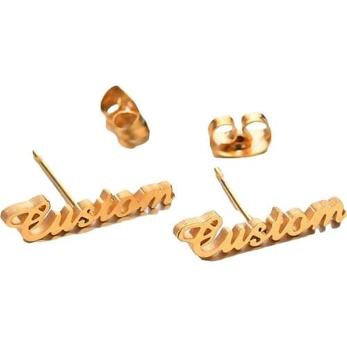 Customized name Stud Earrings for women girl personalized nameplate jewelry gifts with stainless steel Femme studs