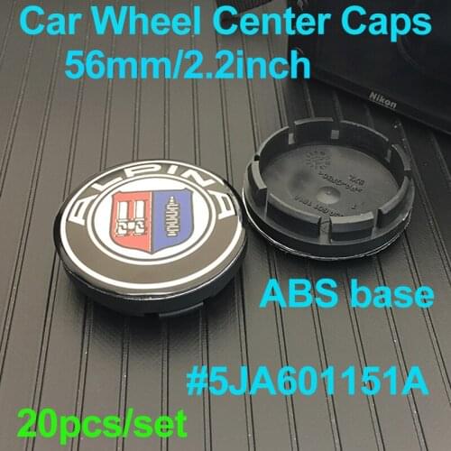 20pcs 56mm Blue White/Alpina Car Wheel Center Caps ABS Black Base Wheel Hub Caps 5.6cm Covers 5JA601151A for Bmw Car Styling