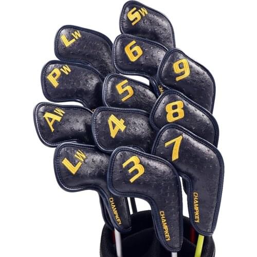 [2 Colors] Long Version Golf Leather Head Covers Irons Headcovers PU Iron Complete Set Covers #3-9PASLL Mascot Novelty Gift