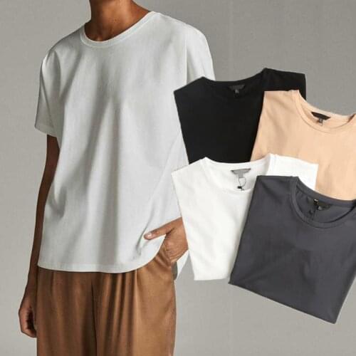 Summer Solid Color Tops Women Clothes O-neck Simple Tee Shirt Femme Short Sleeve Cotton Casual T-shirt Camisetas Verano Mujer