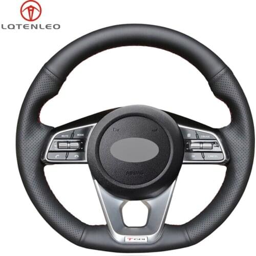 LQTENLEO Black PU Artificial Leather Hand Sew Car Steering Wheel Cover for Kia K5 Optima 2019 Cee'd Ceed GT 2019 Cee'd Ceed
