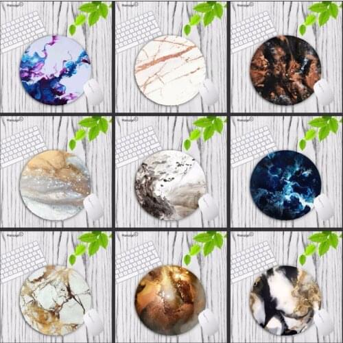 Mairuige Wholesale Cheap Watercolor marble Round Mouse pad Gamer gaming Speed Mousepad keyboard mat for CSGO DOTA Size 20*20CM