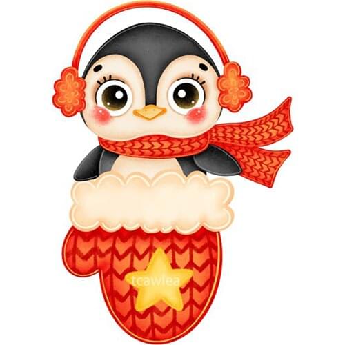 Lovely Penguin Metal Cutting Dies Earmuffs Animal Doll Stencil For DIY Scrapbooking Christams Card Craft