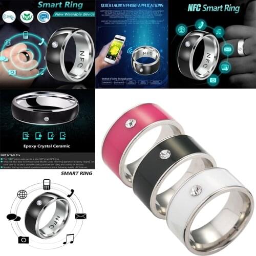 Fashionable mens and womens new technology NFC stainless steel smart ring, suitable for iPhone and Android mobile phone