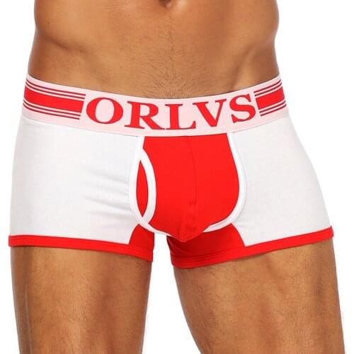 ORLVS Brand 50PC/LOT Wholesale Mesh Men Underwear Sexy Boxers Breathable Cotton Male Panties Quick Dry Men Boxers Sleepwear