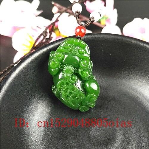 Natural Green Chinese Jade Tiger Pendant Necklace Fashion Accessories Charm Jewelry Carved Pixiu Amulet Gifts for Women Men
