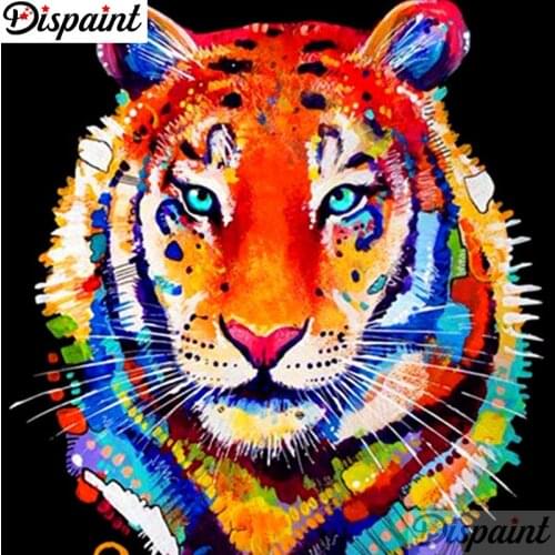 Dispaint Full Square/Round Drill 5D DIY Diamond Painting "Animal tiger" Embroidery Cross Stitch 3D Home Decor A10961