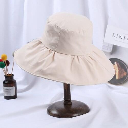 New Spring And Summer Sun Hat Female Hat Wrinkle Big Along Hat Fishermans Hat Sun Hat Outdoor Play Sun Hat Wholesale