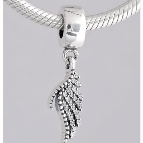 Original Majestic Feathers With Crystal Pendant Beads Fit 925 Sterling Silver Bead Charm Bracelet Diy Jewelry