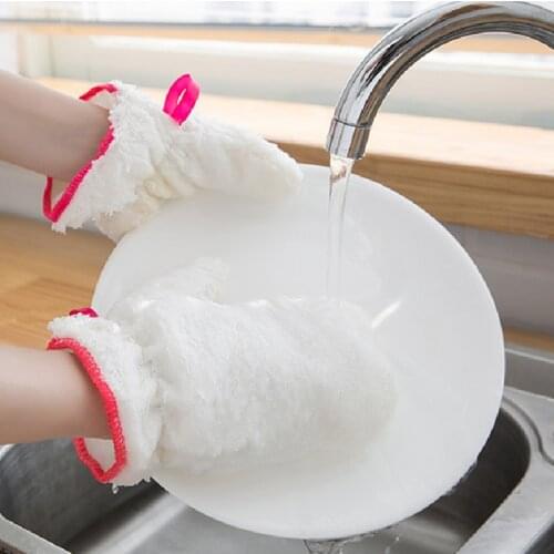 2019 New Non-stick Oil Dish Washing Gloves Kitchen Cleaning Brush Bowl Waterproof Gloves kitchen heavy duty heated household