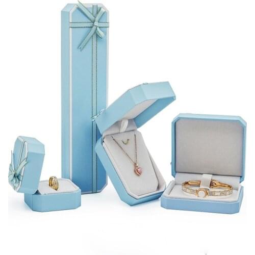 Simple Jewelry Set Boxes for Ring Pendant Necklace Packaging Box with Bowknot Bangle Display box