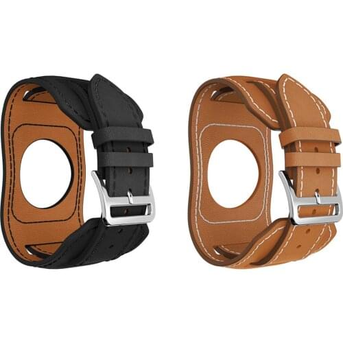Men Leather Watch Bands For Fitbit Versa Versa 2 Lite Replacement Strap with Frame Smart Watch Accessories For Versa 2 Cuff Band