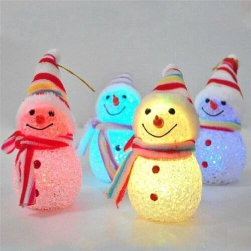 Xmas LED Snowman Santa Claus Ornament Christmas Tree Light Hanging Decor Night Light Glowing christmas ornaments Random Sent