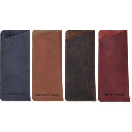 Handmade Crazy Horse Cowhide Leather Pen Bag Vintage Retro Pencil Case Brush Tool Stationery Storage Holder