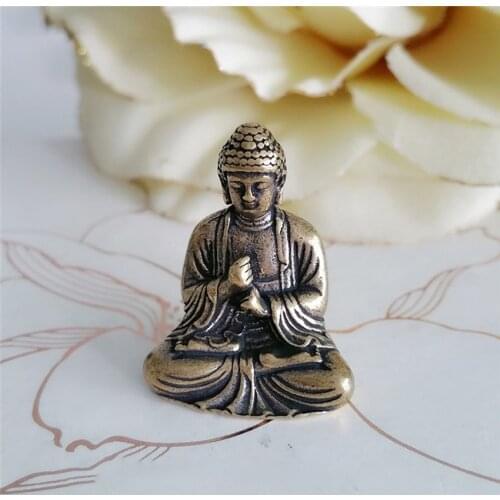 Seated Buddha Statue Brass Mini Buddha Shakyamuni Ornaments Buddhism Meditating Home and Garden Decorative Sculpture Figurines