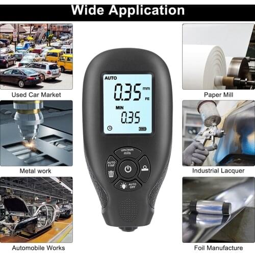 HW-300 Car Paint Coating Film Thickness Gauge Backlight Car Paint Coating Thickness Tester Gauge Manual Paint Tools