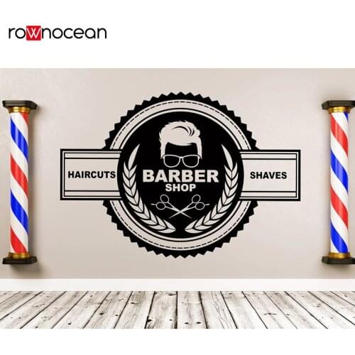 Customizable Barber Shop Name Vinyl Sticker Barber Shop Salon Salon Shopfront Decorative Window Sticker Wall Sticker BA29