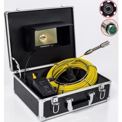 High Quality 20M Waterproof Drain Pipe Sewer Inspection Camera System 7" LCD 23mm Camera Head With 12Pcs White LED Lights