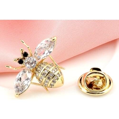 High Quality Bee Insect Brooches Suit Lapel Pin Jewelry Zircon Rhinestone Anti-Exposure Scarf Buckle Collar Pins Hat Accessories