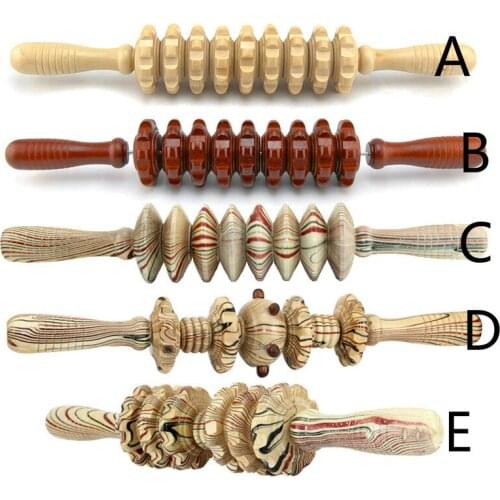 Yoga Meridian Rod Nine Fine Wheel Shaft Whole Body Massage Roller Pounded Waist Back Massage Neck Leg Wooden Massager