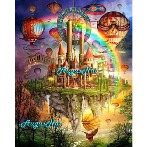 Castle diamond painting full round wall art scenery diamond dotz fire balloons diamond drawing pictures rhinestone pasted art