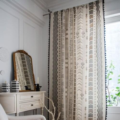 Curtains for living room vintage line cotton curtains for bedroom Window Curtain Drapes