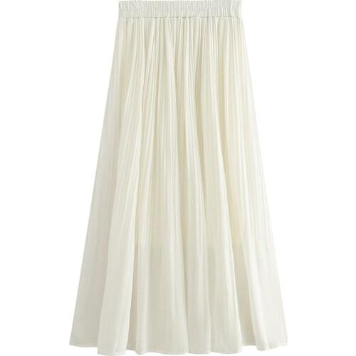 Solid Color Harajuku Pleated Ruffle Boho Skirt Women Summer Casual Loose Streetwear Beach Party Plus Size Fashion Midi Skirts