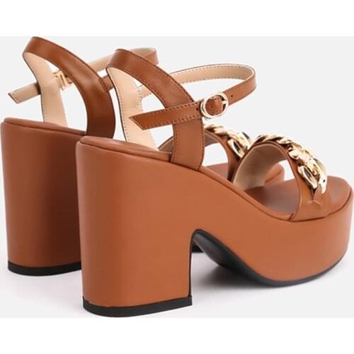 MUMANI Woman‘s Hot New Modern Sandals Wedges Genuine Leather Buckle Strap Roman Hollow Pumps Platform Super High Lady Footwear