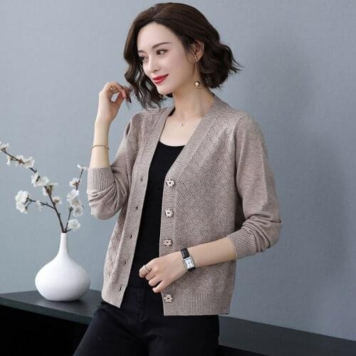 New Arrival Women Autumn Knit Cardigan Elegant Female Plaid Cashmere Knit Coat Outwear Free Shipping