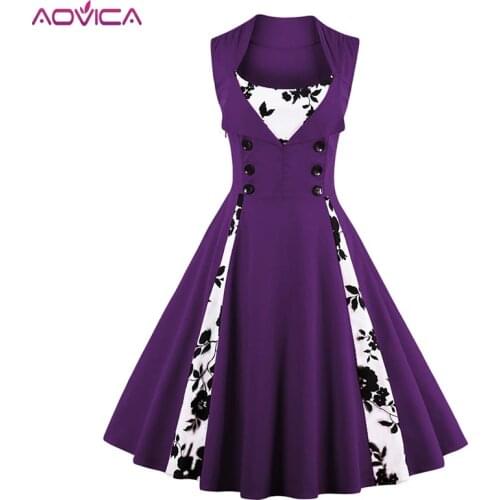 4XL 5XL Plus Size Women Robe Pin Up Dress Retro Vintage 1950s 60s Rockabilly Swing Summer female Dresses Elegant Tunic Vestidos