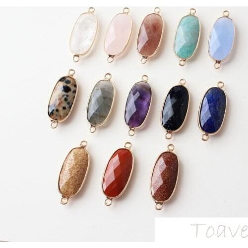 1pcs Oval Double Hanging Facet Natural Stone Synthetic Stone DIY Bracelet Necklace Ear Stud Handmade Material Accessories