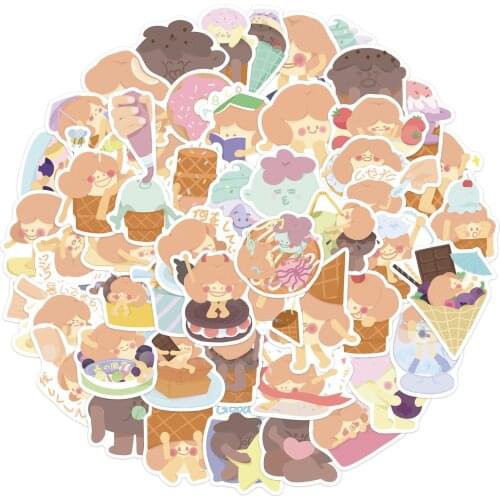 10/50Pcs Cute Ice Cream Girl Cartoon Graffiti Stickers Waterproof Fridge Guitar Laptop Motorcycle Skateboard Sticker
