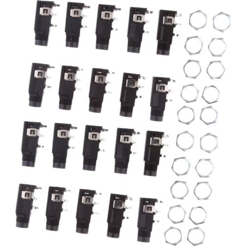 20 Pieces 1/4inch 6.35 Mm Stereo Audio Microphone Female Socket Jack Connector