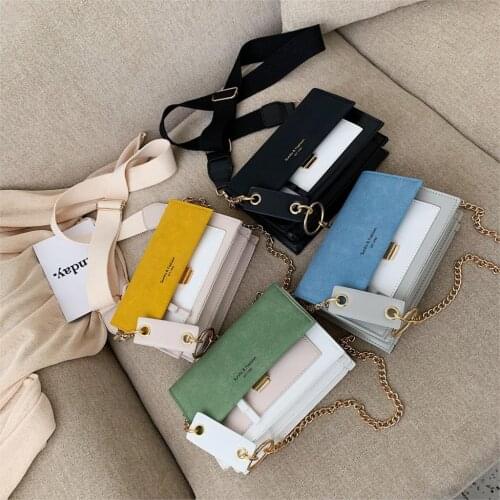 2020 ladies contrast color messenger bag frosted leather simple shoulder bag fashion lady purse quality handbag messenger bag