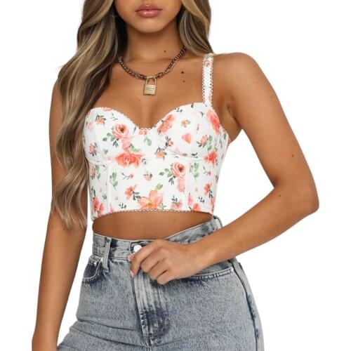 2021 New Summer Girls Backless Camis Womens Sexy Tanks Bustier Tops Sleeveless Floral Butterfly Print Zip Back Crop Tank Tops